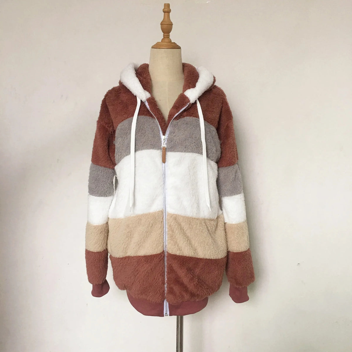 Oversized Warm Plush Jacket with Pockets, Hood, and Zipper Front, Loose, Cozy Fit. comes in 10 Colors