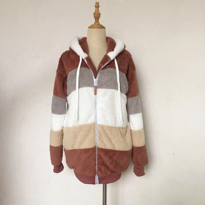 Oversized Warm Plush Jacket with Pockets, Hood, and Zipper Front, Loose, Cozy Fit. comes in 10 Colors
