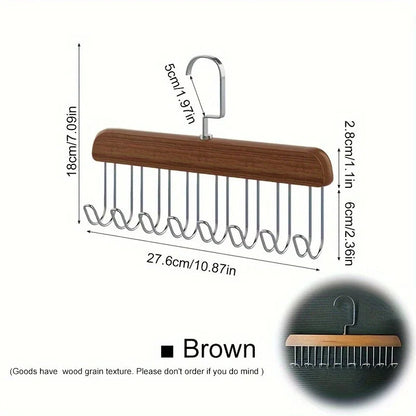 Wooden Sling Hanger Organizer with Multiple Hooks for Organization and Space Saving