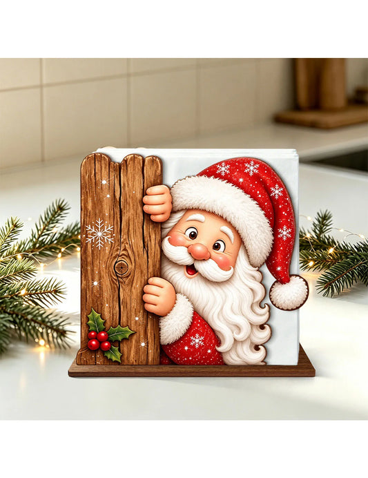 Adorable Wooden Santa Napkin Holder, Christmas Table Decor