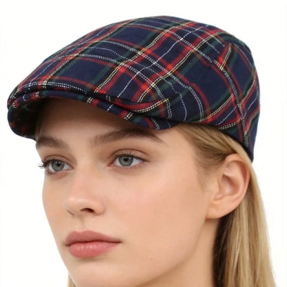 British Plaid Newsboy Cap, Cabbie Hat,  Stylish Unisex Design 4 Colours