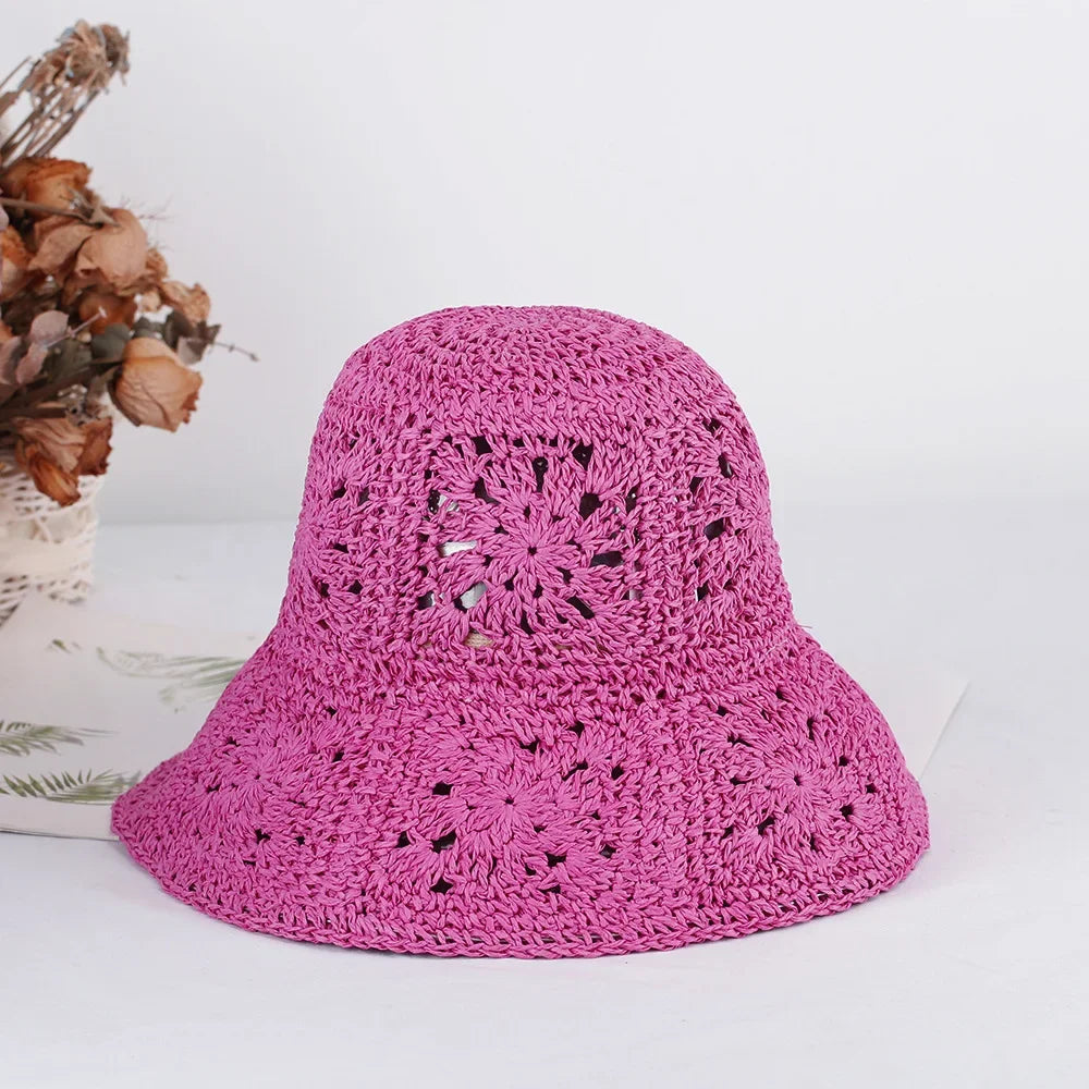 Bright Colored Floweed Crocheted Fisherman Hat