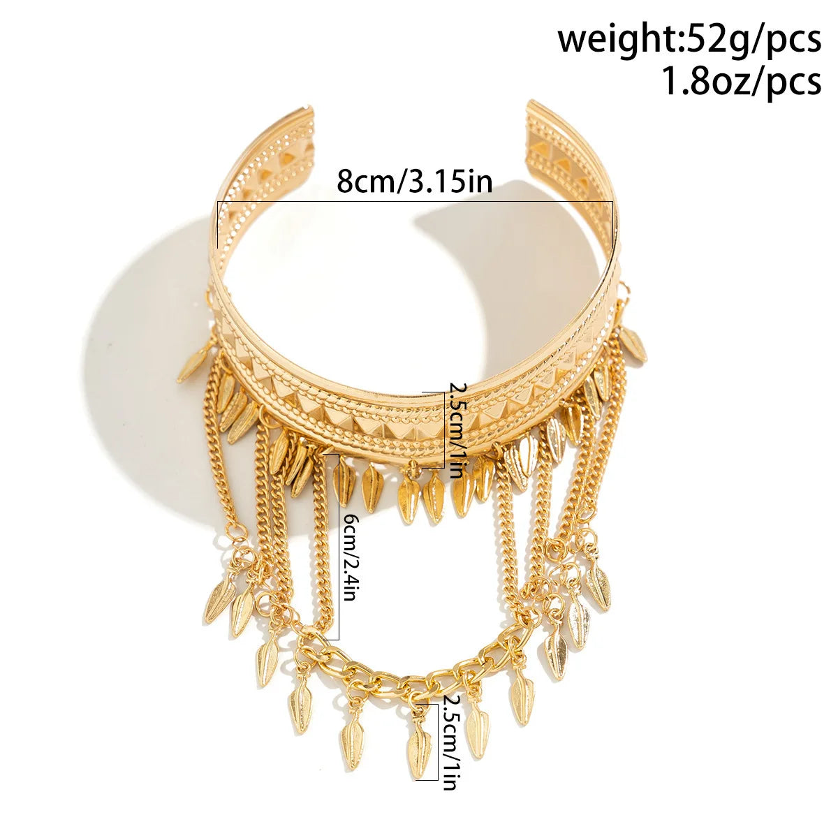 Golden Metal Coin Leaf Arm Cuff