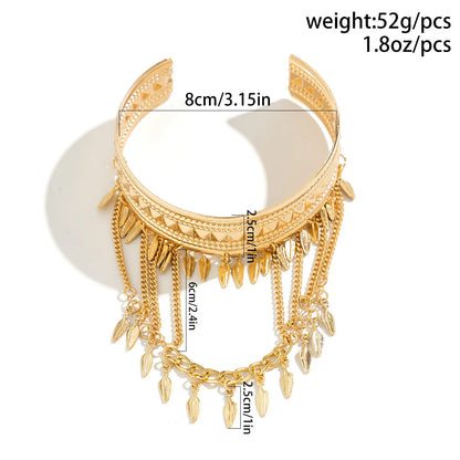 Golden Metal Coin Leaf Arm Cuff