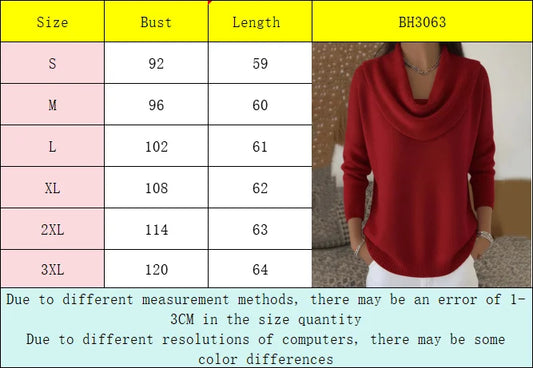 Sizes to 3XL Draped Cowl Neck Pullover Sweater, 24 Colors