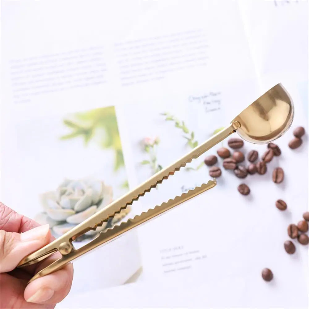 2-in-1 Stainless Steel Powder Measuring Scoop with Sealing Clip