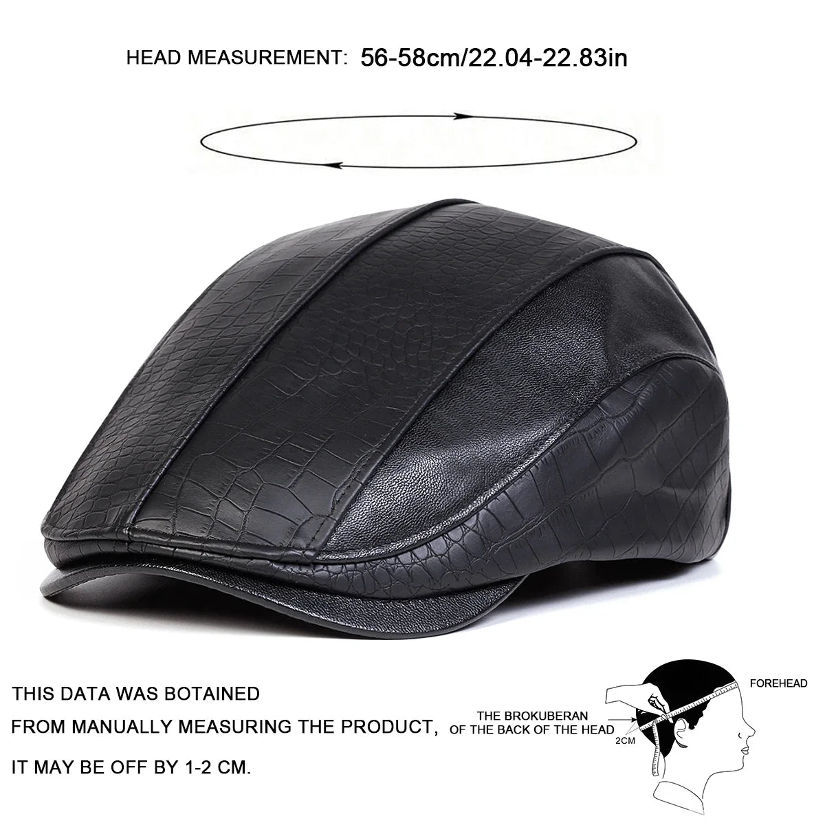 Unisex Retro Newsboy Caps, British Painters' Flat Leather Berets