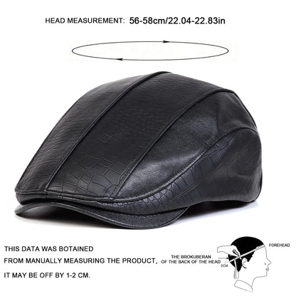 Unisex Retro Newsboy Caps, British Painters' Flat Leather Berets