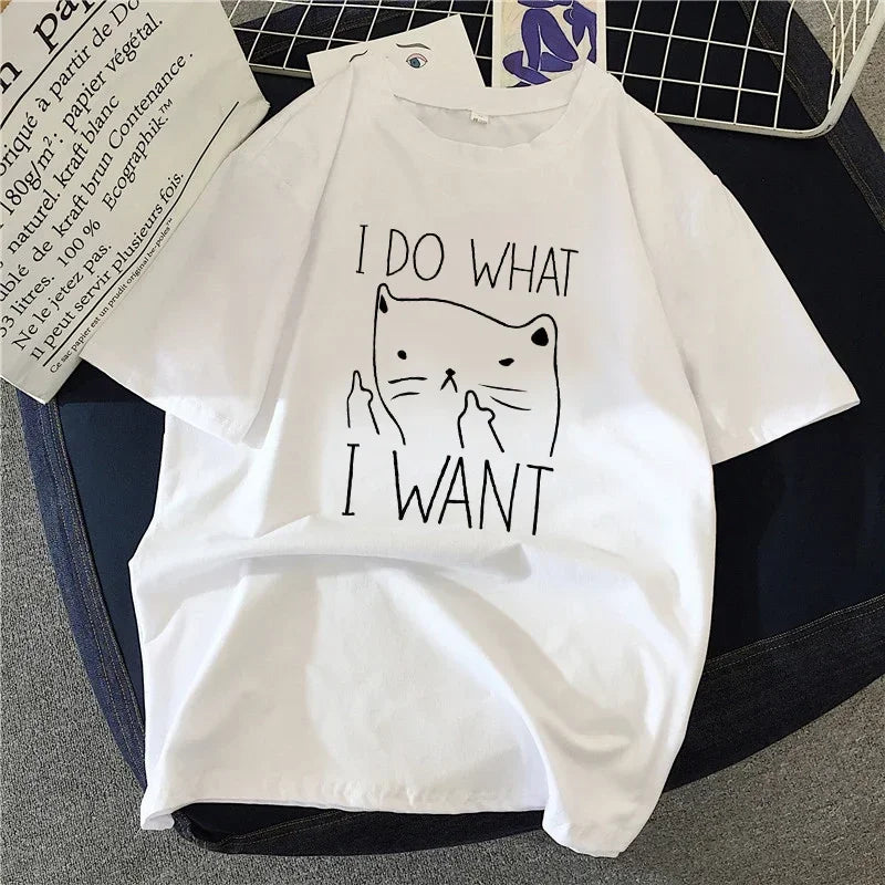 Sizes to 2XL T-shirt vintage "Not Today" Cat print loose comfy fit
