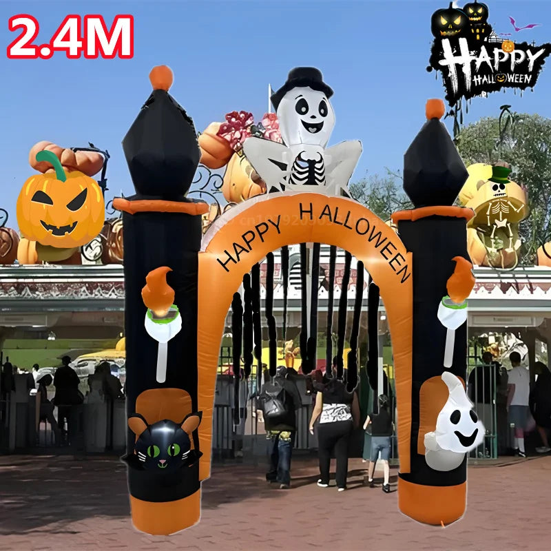 Halloween Inflatable Archway Built-in LED Light Pumpkin Prop Outdoor Decoration