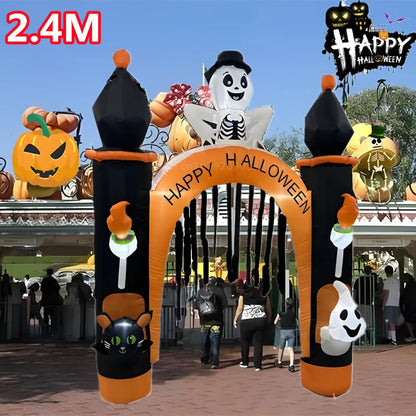 Halloween Inflatable Archway Built-in LED Light Pumpkin Prop Outdoor Decoration
