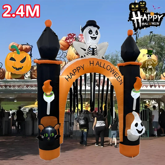 Halloween Inflatable Archway Built-in LED Light Pumpkin Prop Outdoor Decoration