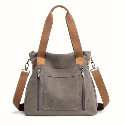 Versatile Handbag Large Capacity Canvas Casual Shoulder Crossbody Bag