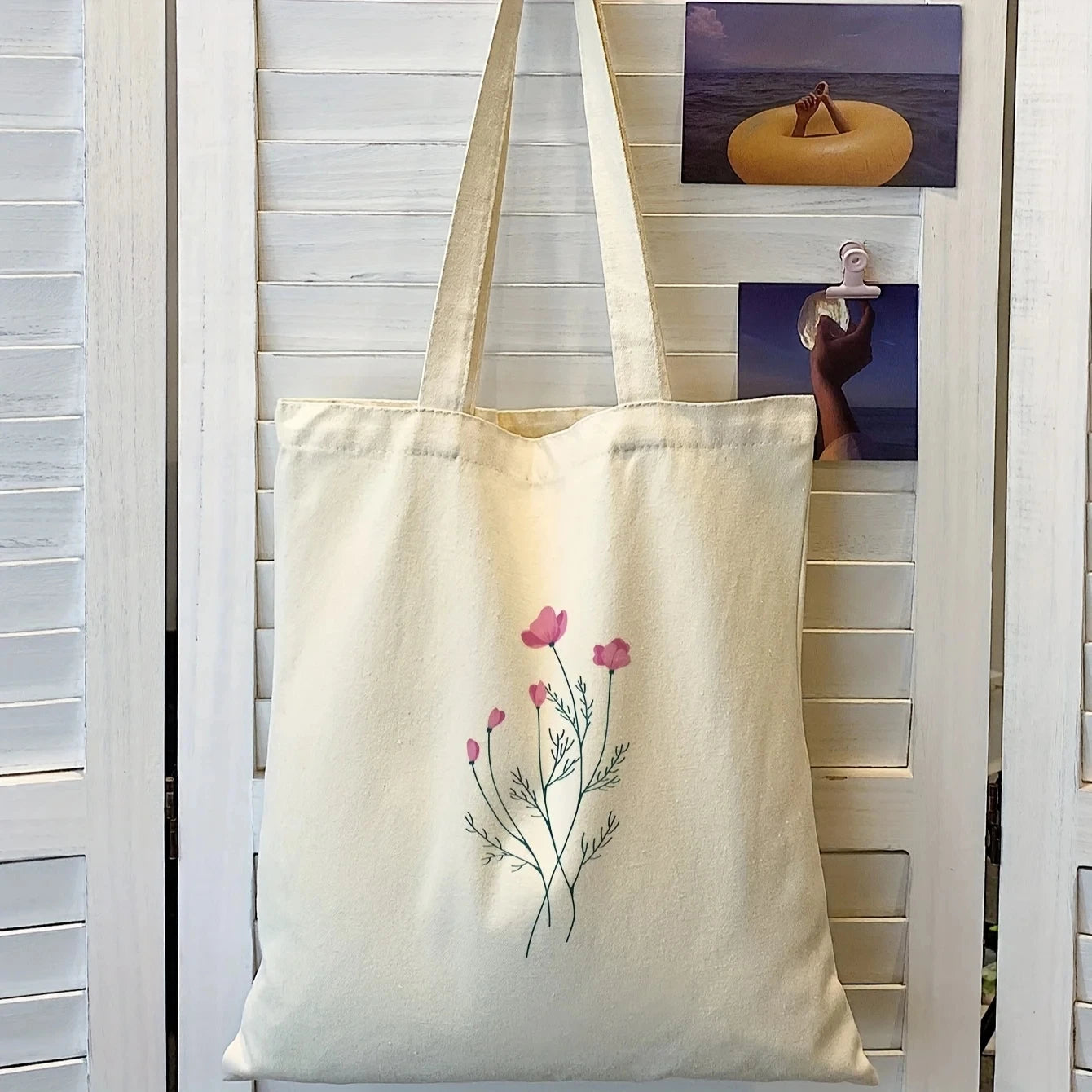 Great Gift Bag, Floral Pattern Print Canvas Multifunctional Tote.  Can even be used to pack gifts in!  Why Use Paper??