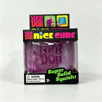 Needoh Nice Clear Cube, Solid Squishy Stress Relief, Squeeze Fidget Toy, Slow Rebound