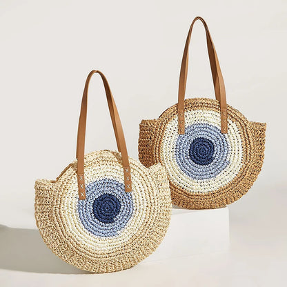Boho Crossbody Bags, Round Shoulder Purse, Faux Leather Strap. In 7 Colors, Designs, and Sizes