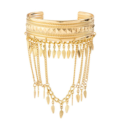 Golden Metal Coin Leaf Arm Cuff