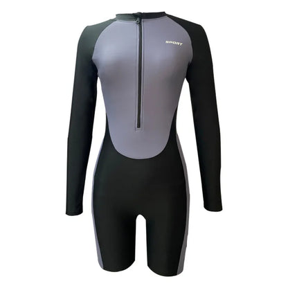 One Piece Front Zipper Boyleg Long Sleeve Swimsuit to 4XL