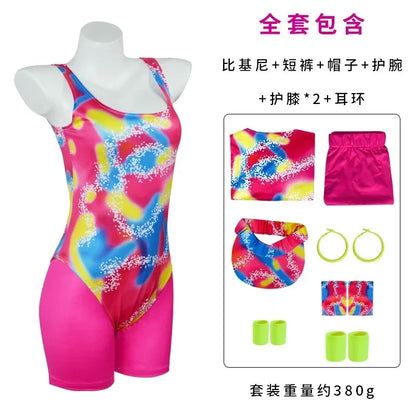 80s Workout Costume for Halloween Includes Hat, Women's Top, Shirt, Shorts