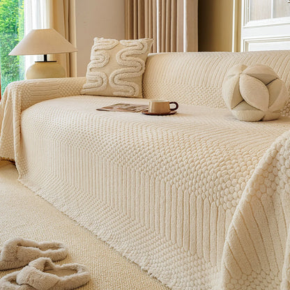 1pc Bohemian Jacquard Warm Tuffed Fleece Sofa Blanket