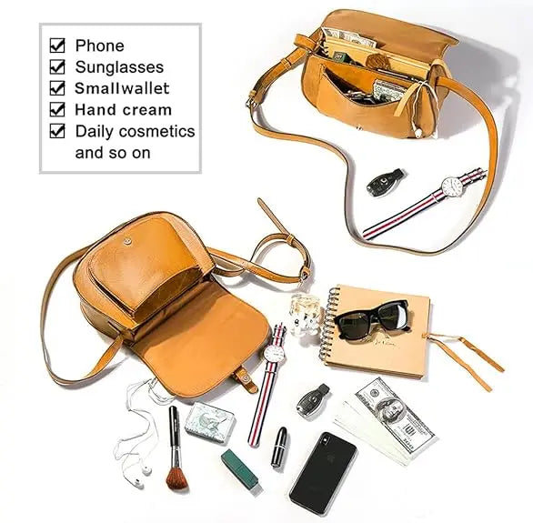 Boho Crossbody Bags, Saddle Shoulder Purse, Faux Leather Strap. In 7 Colors