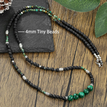Retro Boho African Stone Necklace Hippie Long Beaded Necklace Tribal Jewelry