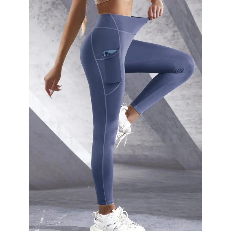 High Waisted Leggings Stretch Yoga Pants With Pockets Fitness Sportswear