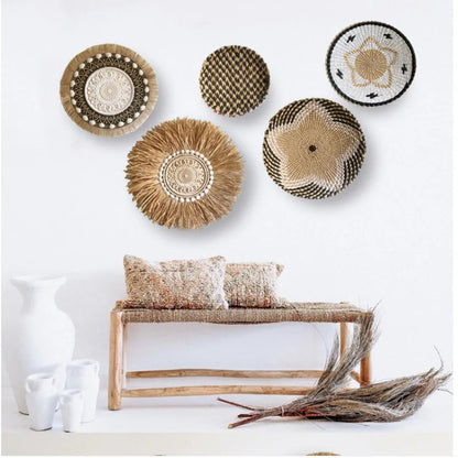 Boho Hand Woven Wall Basket Hanging, Decorative, Rustic, and unique in any room