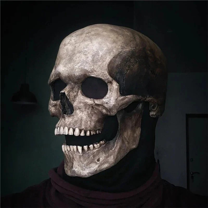 Creepy Halloween Full Head Latex Helmet with Moveable Jaw Skull Mask with Movable Jaw