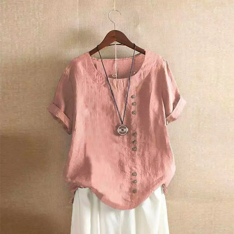 Sizes to 5XL Cotton Linen Vintage T-shirt Casual Loose Long Shirts with rolled sleeves.