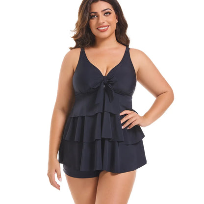 Sizes to 6XL Two Piece Set Tankini Swimsuits Ruffle Tops And High Waisted Shorts