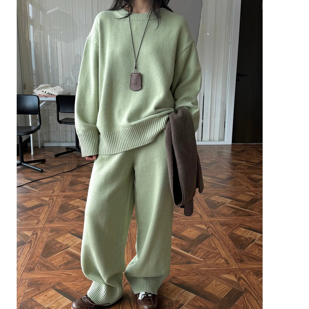 Sweater Suits, High Quality, 50% Wool Pullover With Knitted Pants