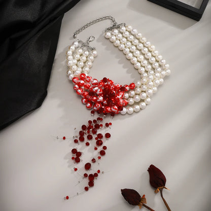 Halloween Gothic Multi-Layered Imitation Pearl Clavicle Necklace