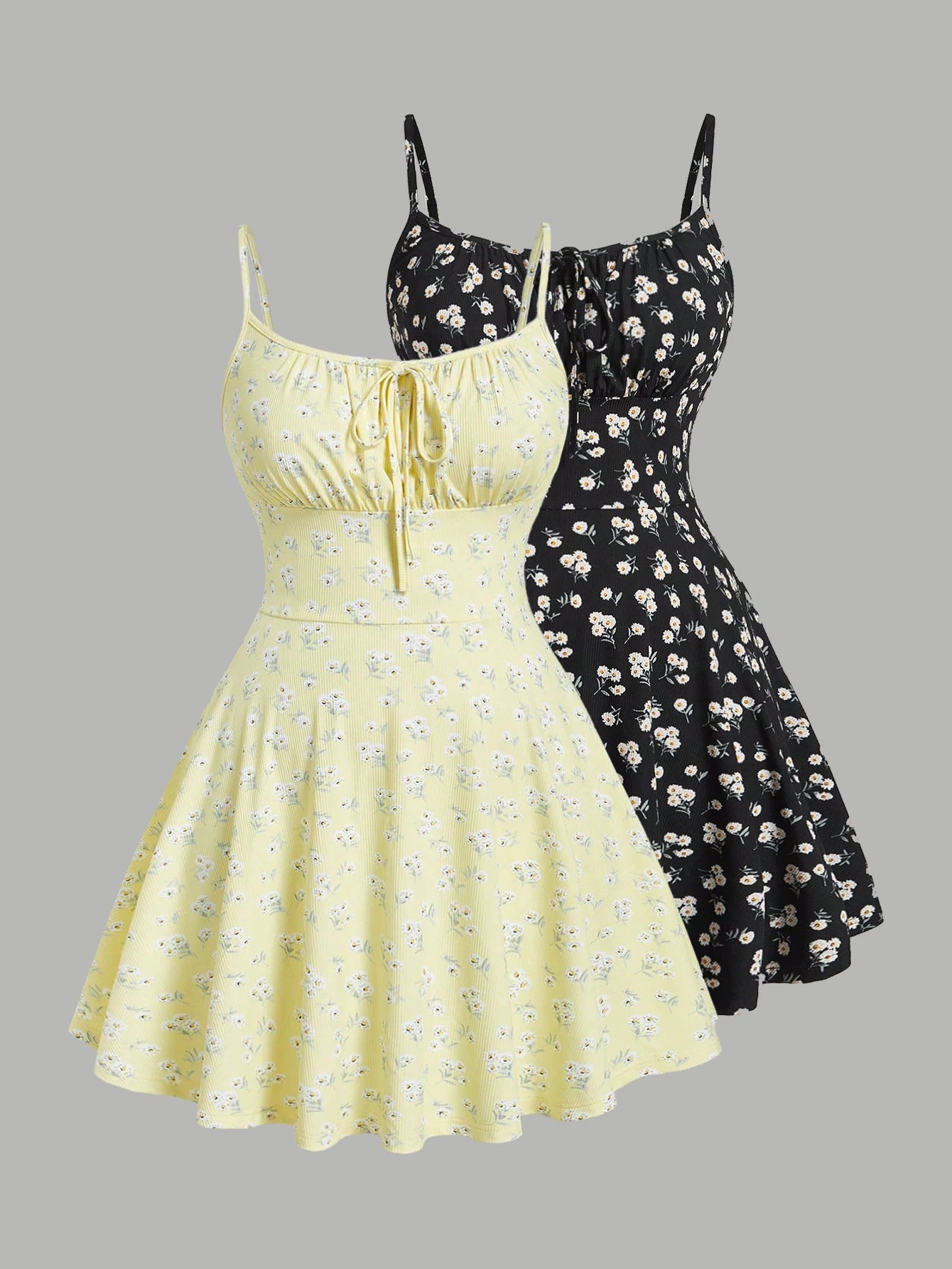Floral sleeveless thin strap camisole dress--Extra Small to Large Sizes