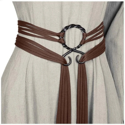 Vintage Boho Rope Knot Belt Medieval Victorian Metal Ring Waist Buckle  Various ways to tie