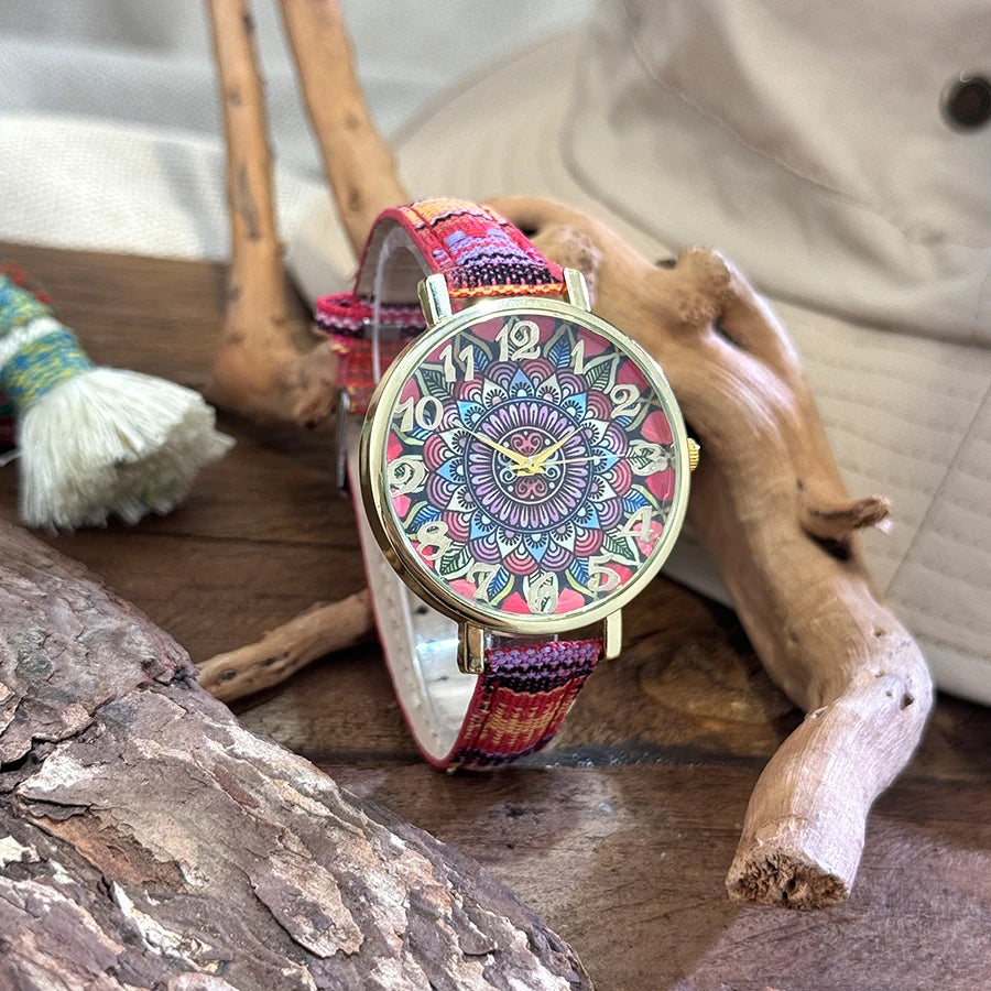 Bohemian Patterned Fashions Ladies Watch 1960's Style Women's Timepiece