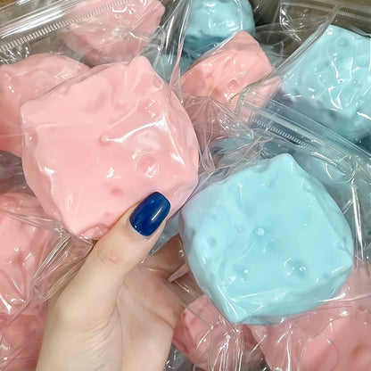 Crunchy Squishy Cheese Cube  Fidget Toy Sensory Anti-Stress Toys