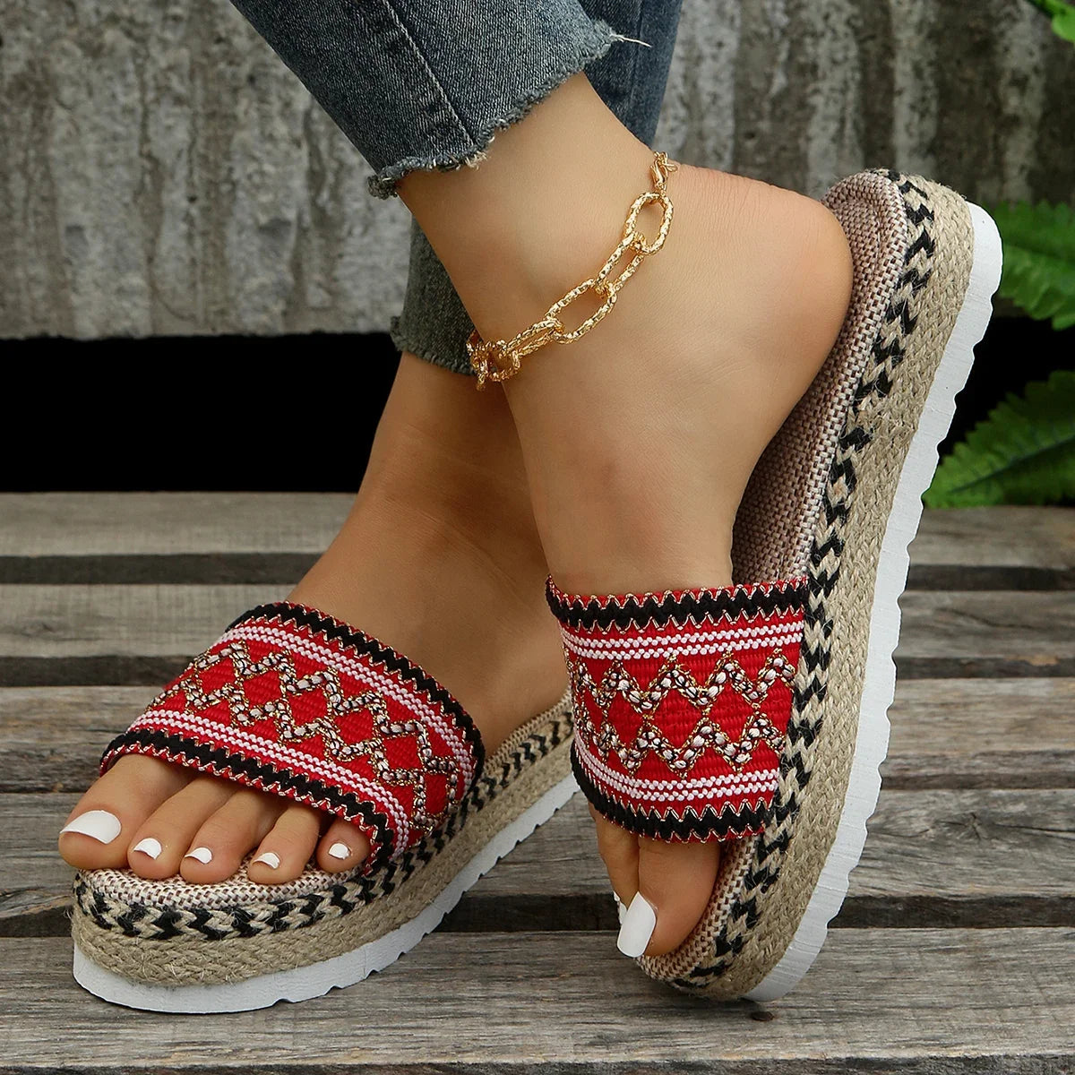 Woven Platform Casual Sandals Bohemian Handmade Espadrilles