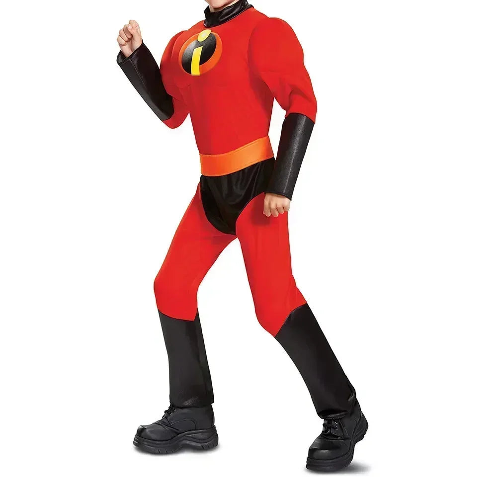 Halloween Incredible Cosplay Costumes Anime, Red Jumpsuit, Mask, Full Set Halloween Costumes.