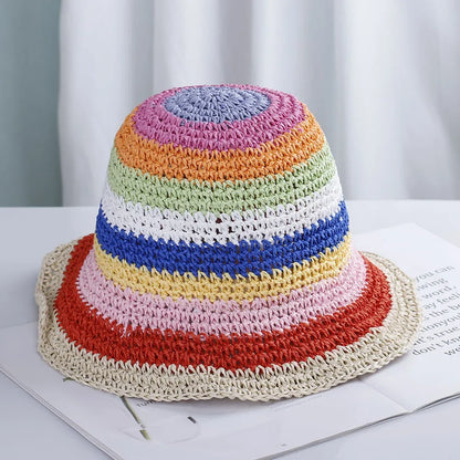 Bright Colored Floweed Crocheted Fisherman Hat