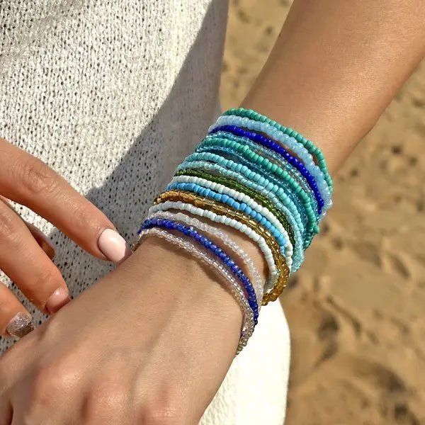 Bohemian Style Beaded Bracelets Set, Colorful Beads, Stretchy Strand Chain, Stacked Bracelets