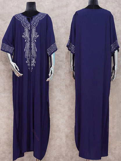 Embroidered 3/4 Sleeve Cotton Kaftan Swimsuit Cover Up Lounging Robe . 14 Designs