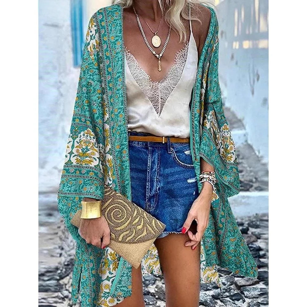 Women's Boho Blouse Cardigan Top, Casual Cover-Up in 12 designs