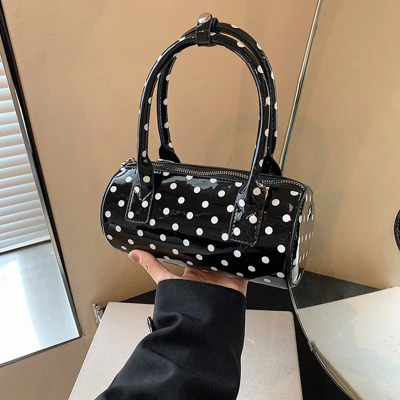 Cute Small Polka Dot Handbag Boston Lacquer Short straps or long cross body strap
