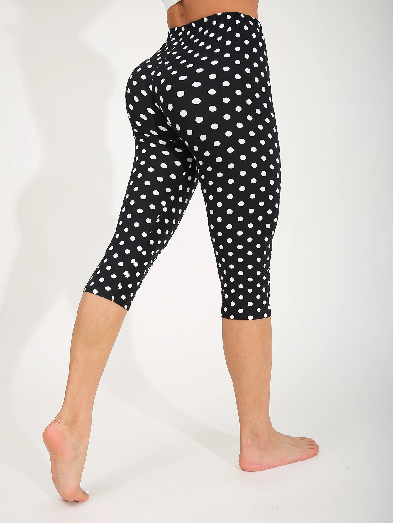 Casua Legging Polka Dot Sports Fitness Yoga Pants High Stretch Capri