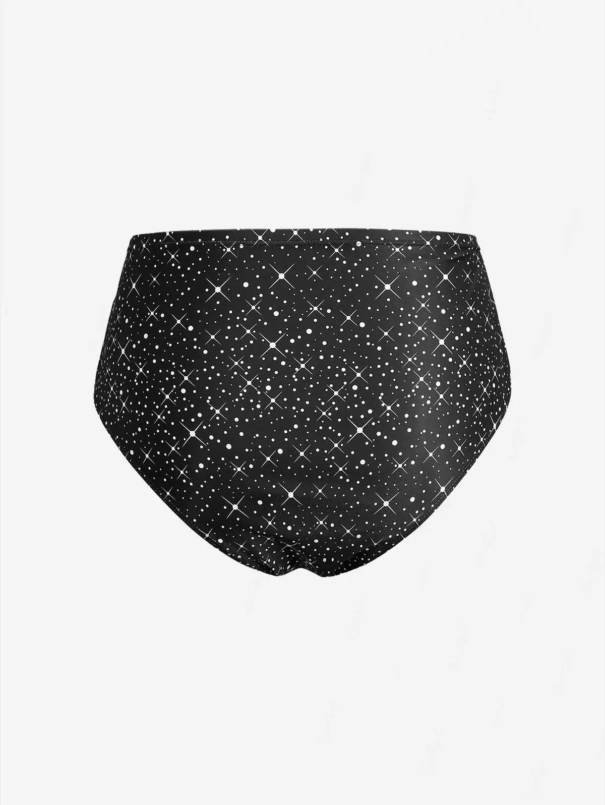 Sizes to 5XL Glitter  Star PRINT Tankini Swimsuit  2Piece with Adjustable Halter Straps and Natural Waisted Bottom
