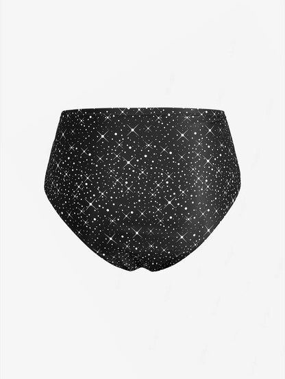 Sizes to 5XL Glitter  Star PRINT Tankini Swimsuit  2Piece with Adjustable Halter Straps and Natural Waisted Bottom