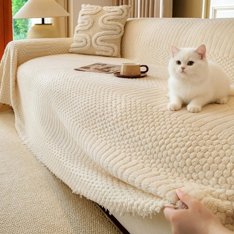 1pc Bohemian Jacquard Warm Tuffed Fleece Sofa Blanket