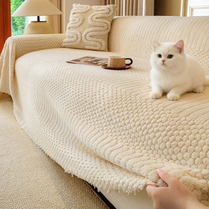 1pc Bohemian Jacquard Warm Tuffed Fleece Sofa Blanket
