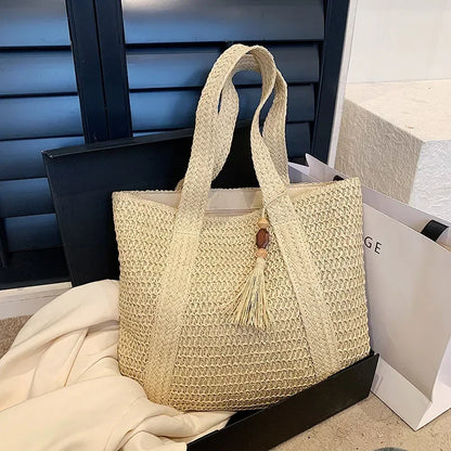 Retro Large Capacity Straw Tote Bag